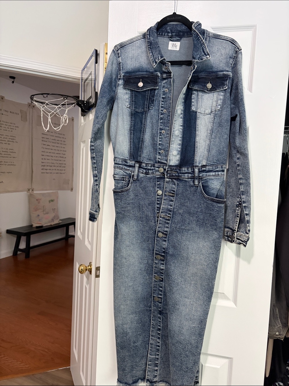 WL Washed Blue Long Denim Jacket Dress